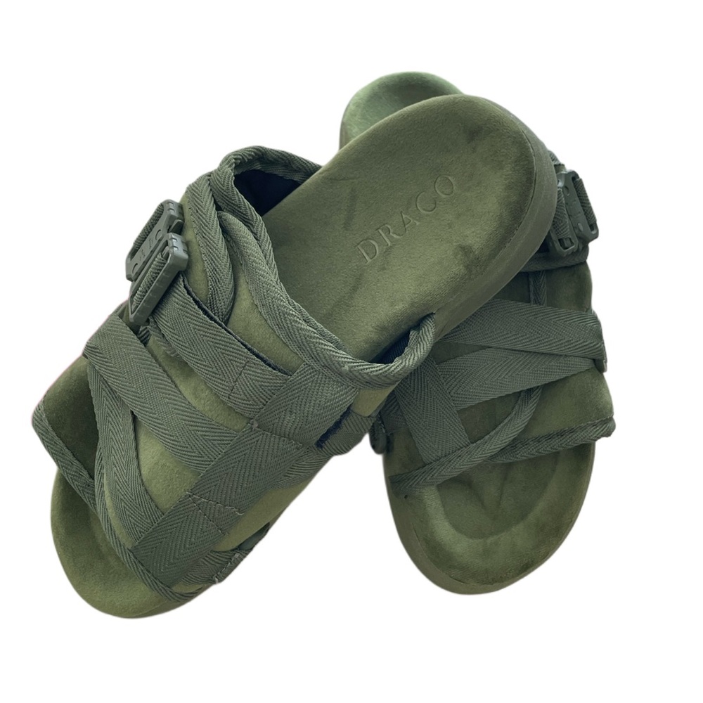 DRACO Slides Size 7-8 7.5 Men's olive green Remastered Sandals Shoes NEW